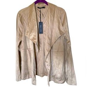NWT DOE & RAE Women’s Faux Suede Tan Blazer Cardigan Jacket Size Small